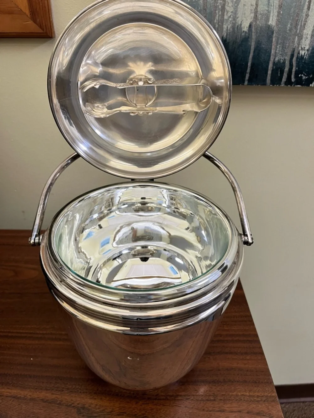 Vintage The Scheffield Silver Co made in USA Ice Bucket with Handle
